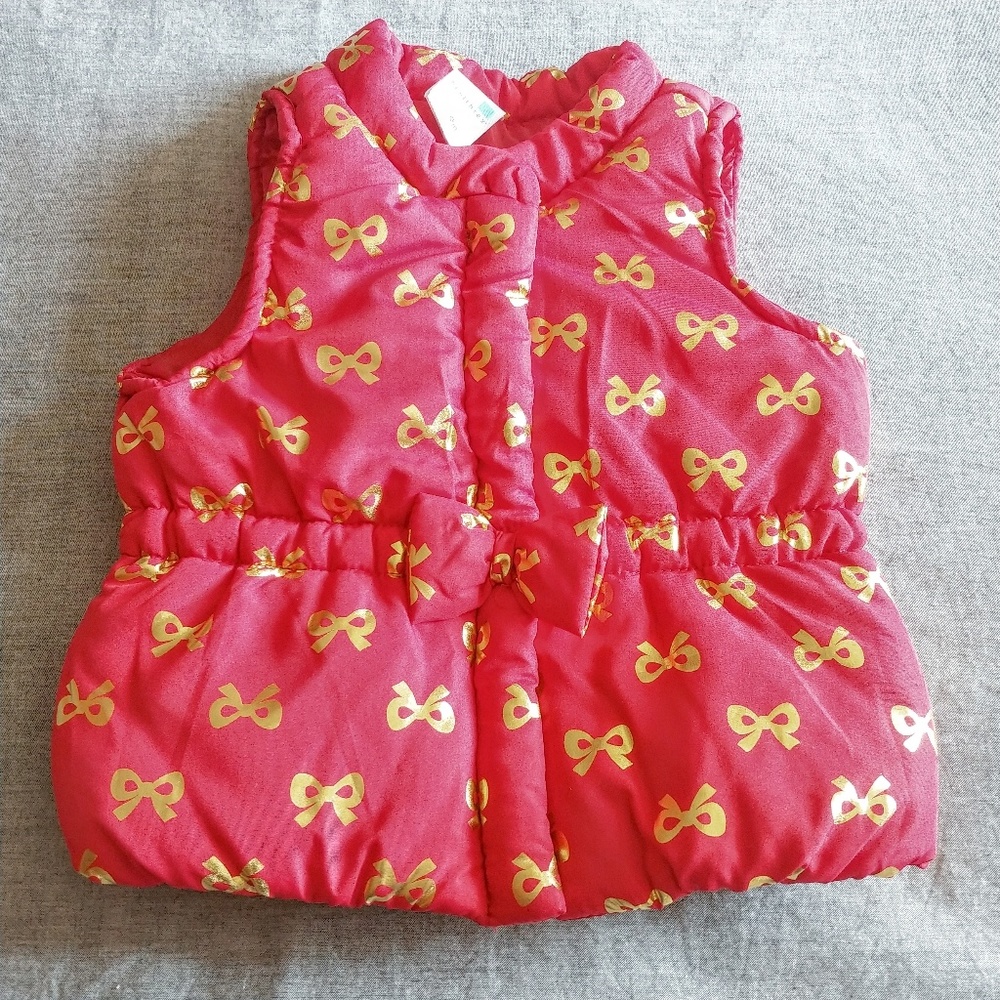 NWOT Red w/ Gold Bows Puffer Vest